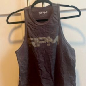 Dark grey cropped tank with light grey logo